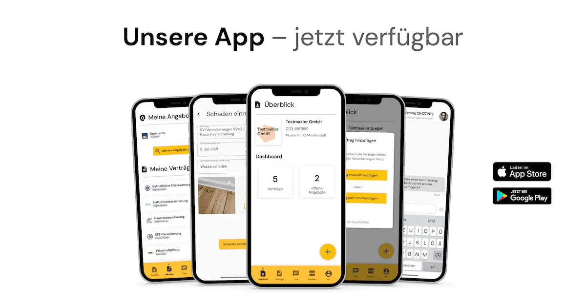 VOMA Assekuranz Smartphone-App für Versicherungsschutz und Schadensmeldung, mobile Plattform.